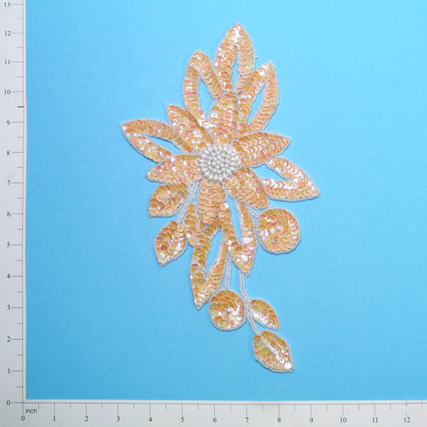 Fancy Floral Sequin Applique/Patch  - Topaz