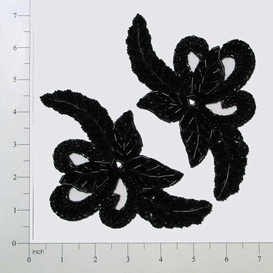 Tied Bow Sequin Applique/Patch Pack of 2  - Black