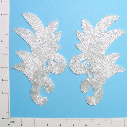 Sprig Beaded Applique/Patch Pack of 2  - Chalk White