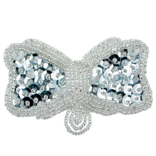 Bow Beaded And Sequin Applique/Patch