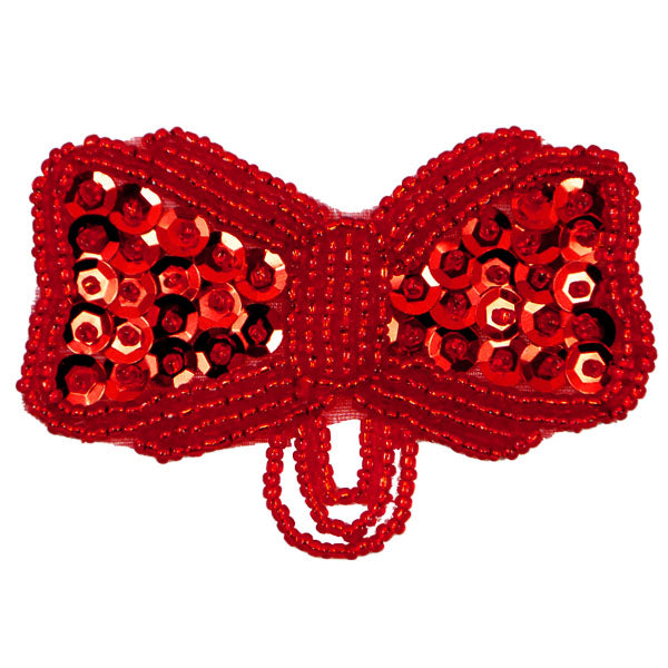 Bow Beaded And Sequin Applique/Patch