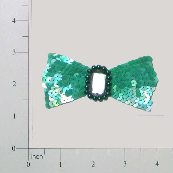 Layered Bow Sequin Applique  - Mint Green