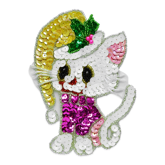 Cartoon Kitty Sequin Applique/Patch  - Multi Colors