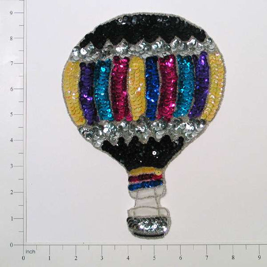 9" x 6 1/4" Hot Air Balloon Sequin Applique/Patch  - Multi Colors
