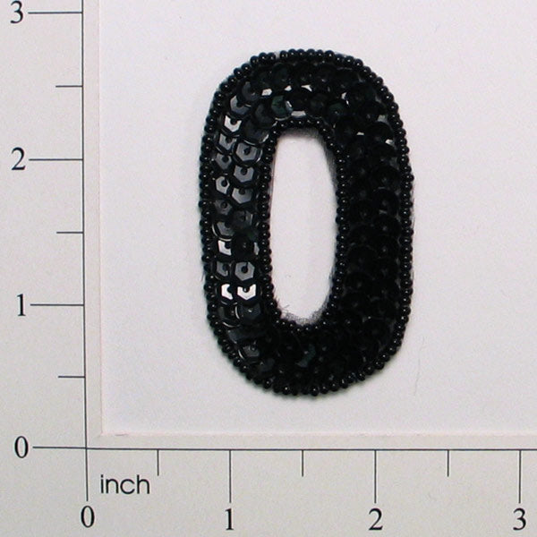 Number 0 Sequin Applique/Patch Balck  - Black
