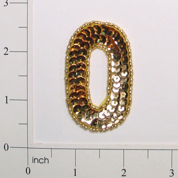 Number 0 Sequin Applique/Patch Gold