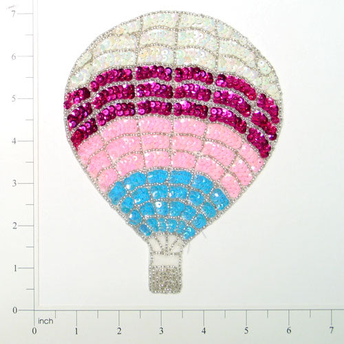 Hot Air Balloon Sequin Applique 6 1/2" x 5"  - Multi Colors
