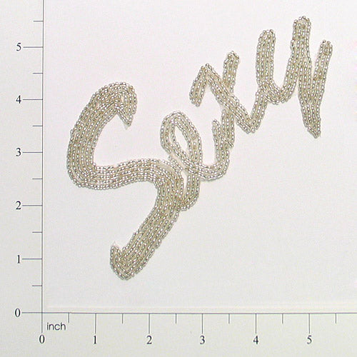 Sexy Beaded Applique/Patch  - Silver