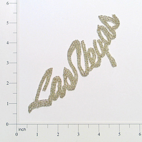 7 1/4" x 2" Las Vegas Beaded Applique/Patch  - Silver