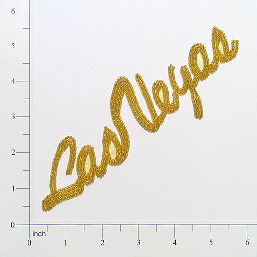 7 1/4" x 2" Las Vegas Beaded Applique/Patch  - Gold
