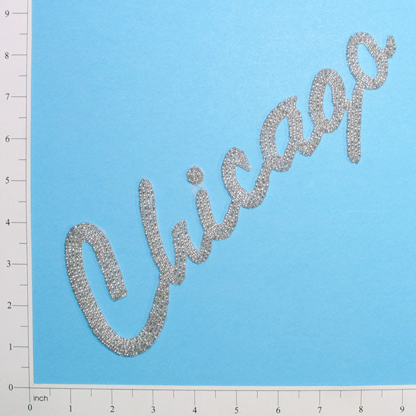 Chicago Beaded Applique/Patch  - Silver