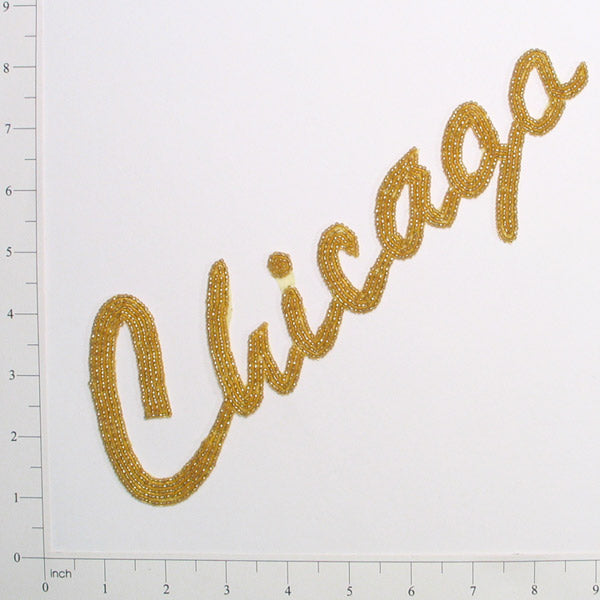 Chicago Beaded Applique/Patch  - Gold