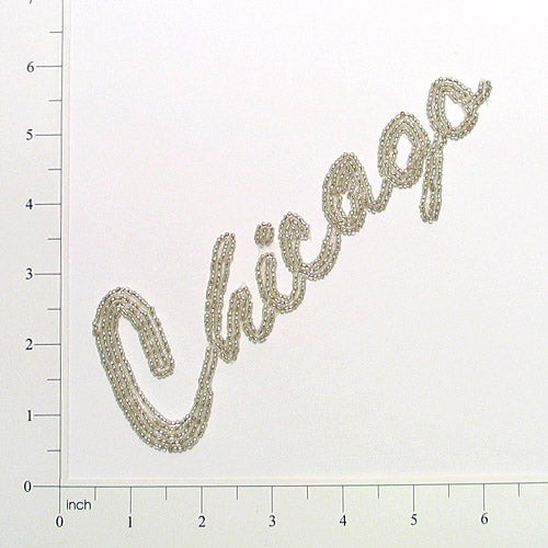 Chicago Beaded Applique/Patch - SM366S-01  - Silver