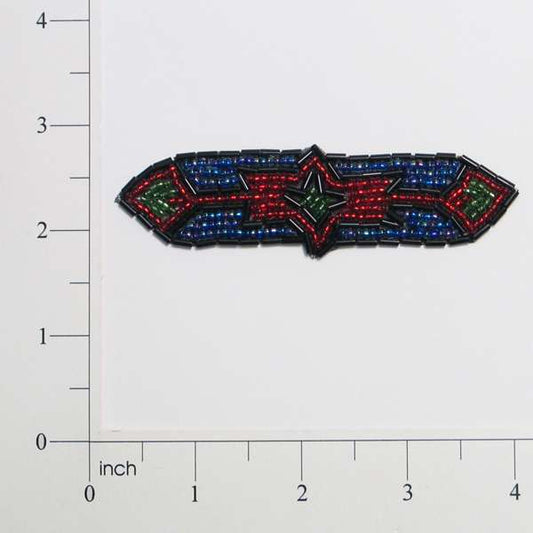 Chinook Pointed Strip Beaded Applique/Patch  - Black Multi