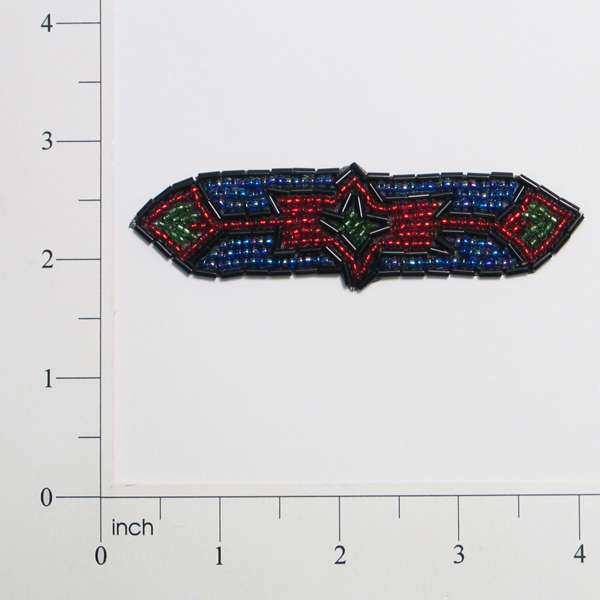 Chinook Pointed Strip Beaded Applique/Patch  - Black Multi