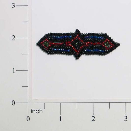 Chinook Pointed Strip Beaded Applique  - Black Multi