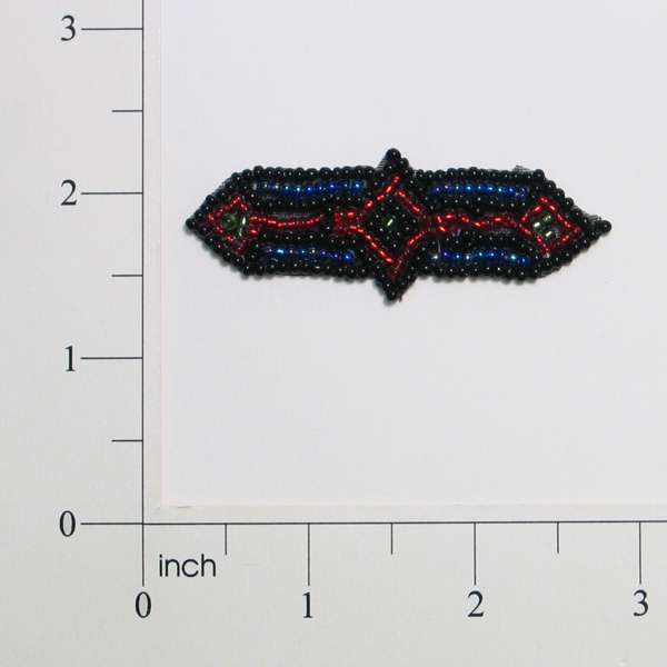 Chinook Pointed Strip Beaded Applique   - Black Multi