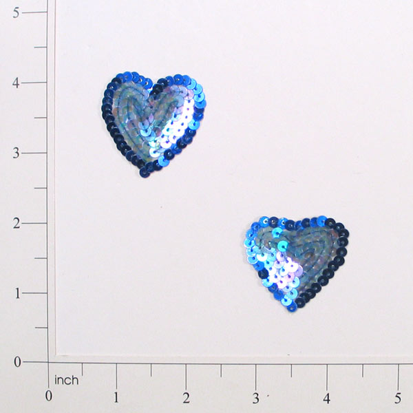 Heart Sequin Applique/Patch Pack of 2  - Blue