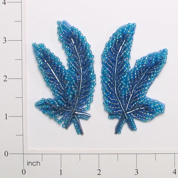 Leaf Beaded Applique/Patch Pack of 2