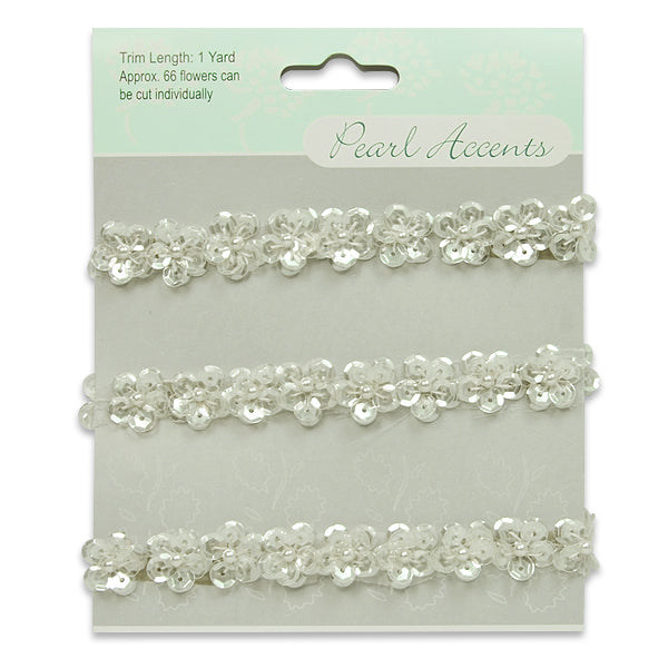 Sequin  Daisy Trim Pack of 36"  - Crystal