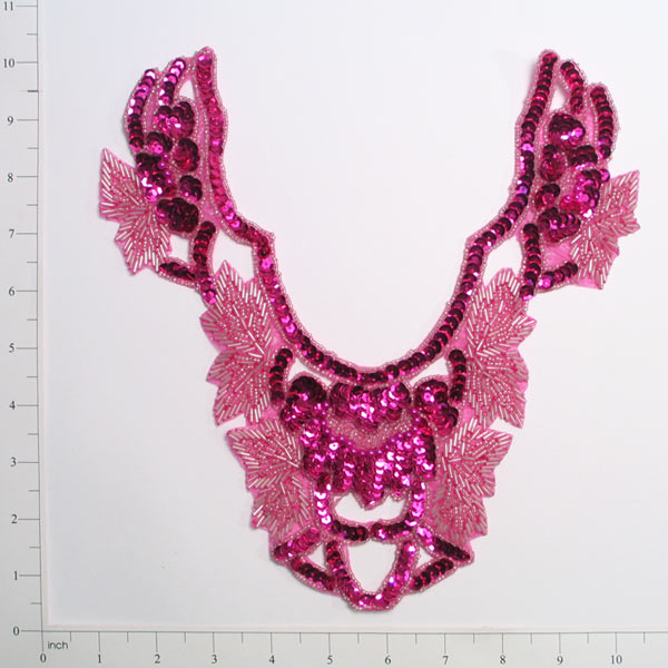 Imperial Sequin Collar Applique 10 1/4" x 8 1/4" Fuchsia Sequin & Beaded Appliques
