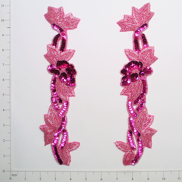 Imperial Flower Sequin Applique Pack of 2  - Fuchsia