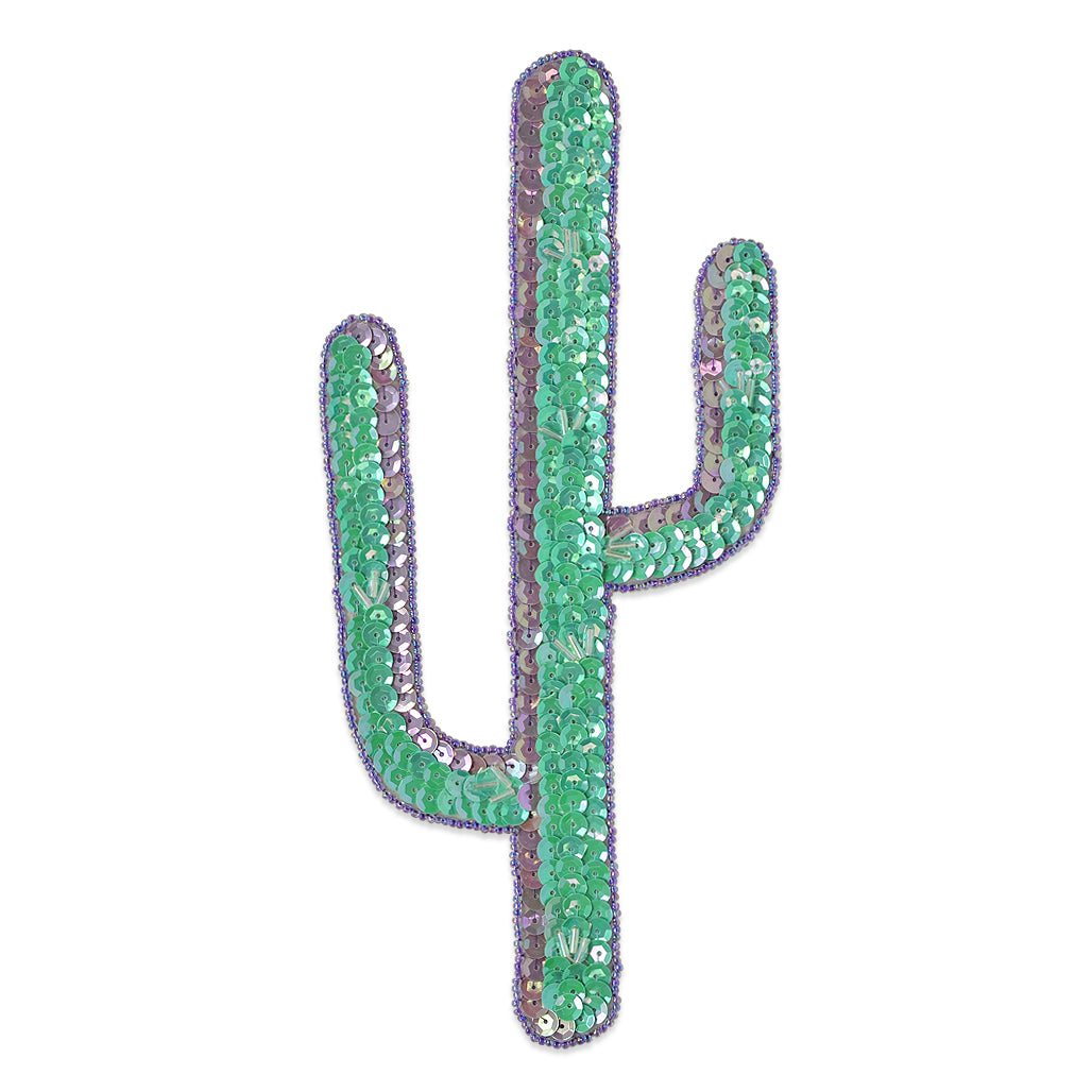 8 3/4" x 4" Cactus Sequin Applique/Patch  - Multi Colors