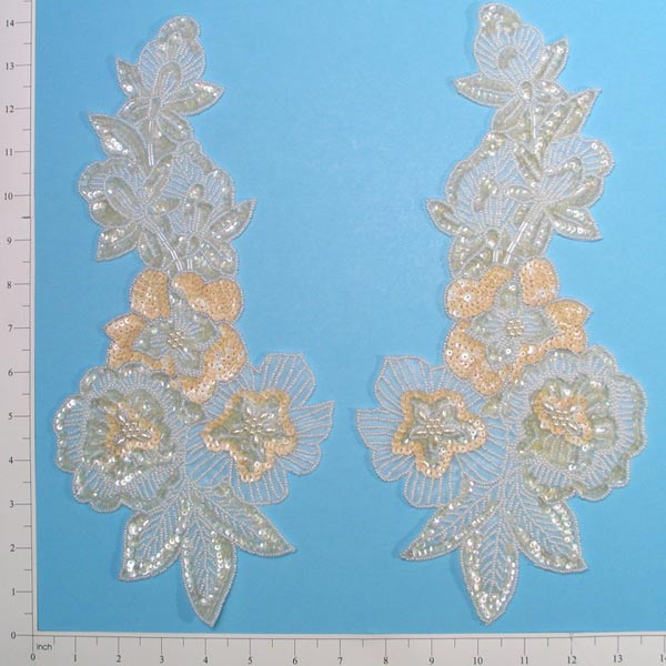 13 1/4" x 6 1/4" Multi Flower Sequin Applique Pack of 2