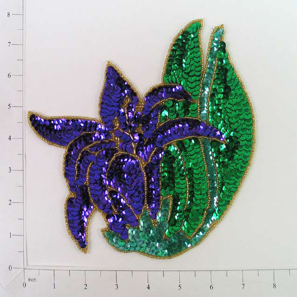 Mardi Gras Flower Sequin Applique/Patch 7" x 7"   - Multi Colors