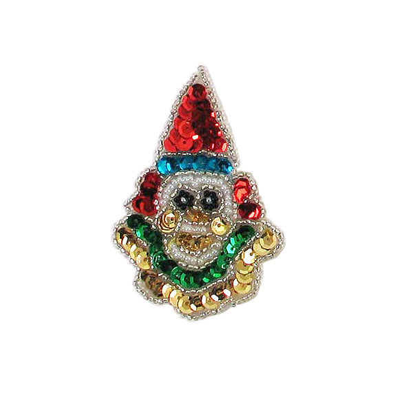 3" x 2" Mardi Gras Happy Clown Face Sequin Applique/Patch  - Multi Colors