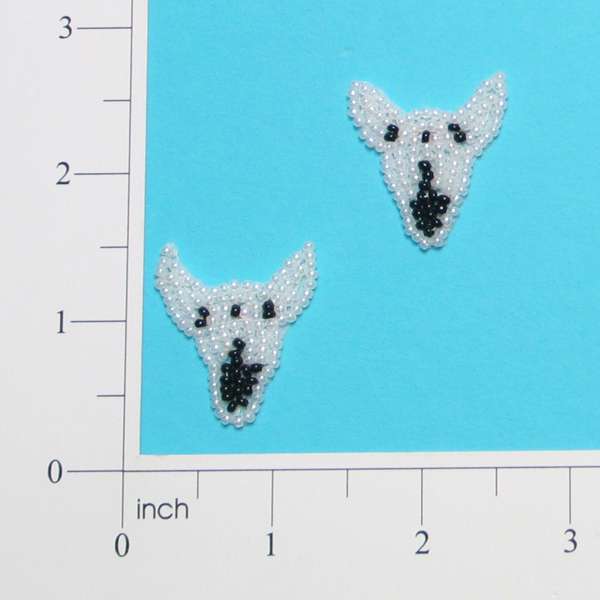 Longhorn Beaded Applique Pack of 2  - White/ Black