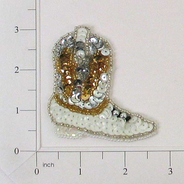 2 1/2" x 2 1/4" Cowgirl Boot Sequin Applique   - Multi Colors