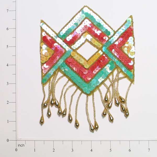 Adobe Sun with Fringe Sequin Applique/Patch  - Multi Colors