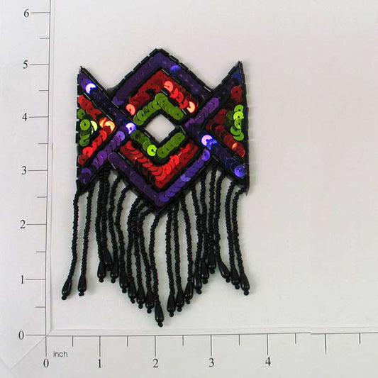 5" x 3" Native Inspired with Fringe Sequin Applique/Patch  - Multi Colors