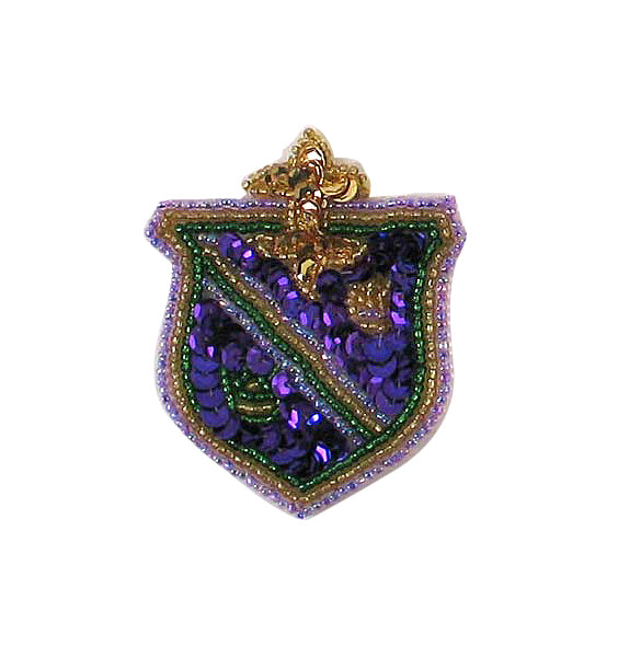 2 3/4" x 2 1/4" Mardi Gras Crest Of Royalty Sequin Applique/Patch  - Multi Colors