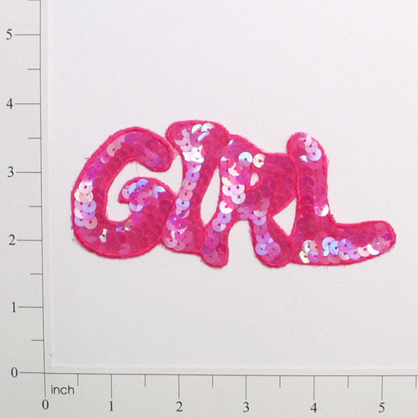 Girl Sequin Applique/Patch  - Fuchsia