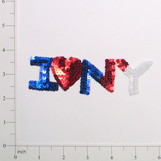 I Heart NY Sequin Applique/Patch  - Red White and Blue