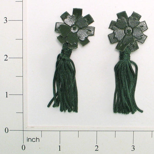 2 3/4" Faux Leather Tassel Pack of 2  - Olive
