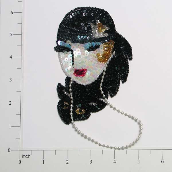 1920s Flapper Lady Sequin Applique/Patch  - Multi Colors