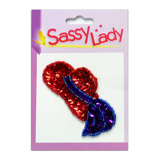 Original Red Hat Sassy Lady Sequin Applique/Patch  - Multi Colors