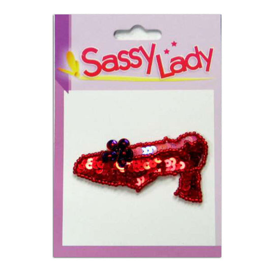 Red Shoe Sassy Lady Sequin Applique/Patch  - Red Multi