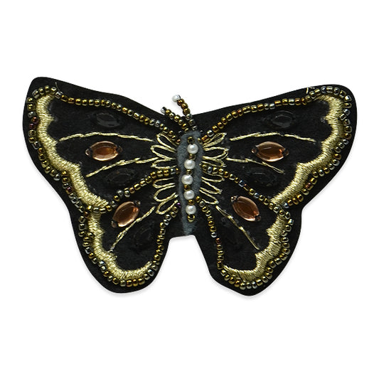 Felt Embellished Butterfly Applique/Patch  - Black