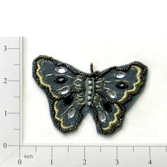 Felt Embellished Butterfly Applique/Patch  - Dark Gray