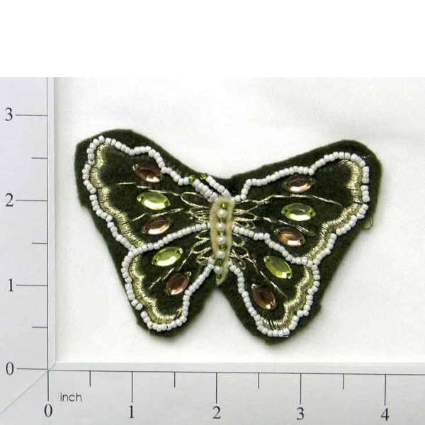 Felt Embellished Butterfly Applique/Patch  - Dark Gray