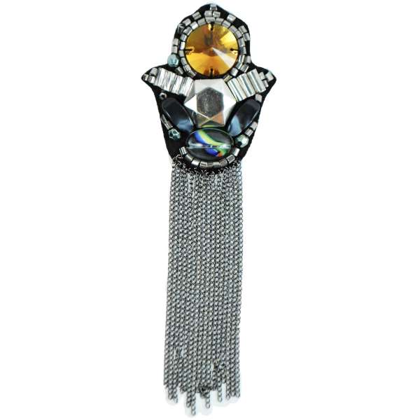 Tulip Beaded Brooch with Chains  - Multi Colors