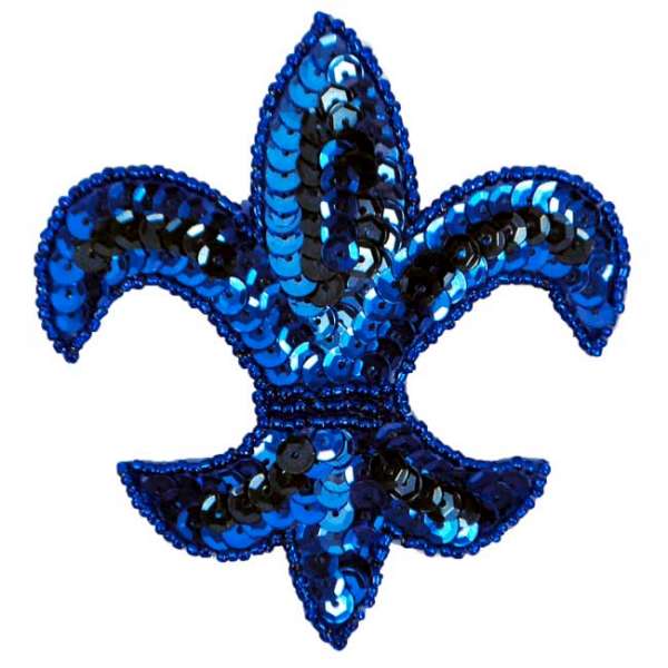 Fleur De Lis Sequin Applique  - Royal Blue