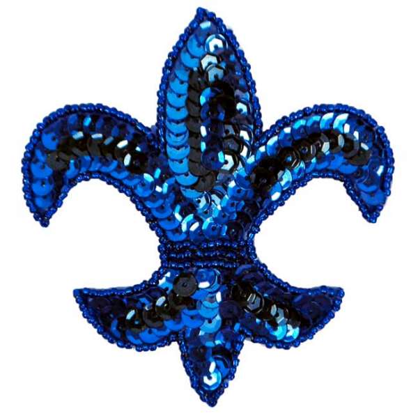 Fleur De Lis Sequin Applique   - Royal Blue