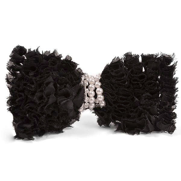 Barbara Ruffled Brooch Hair Clip   - Black