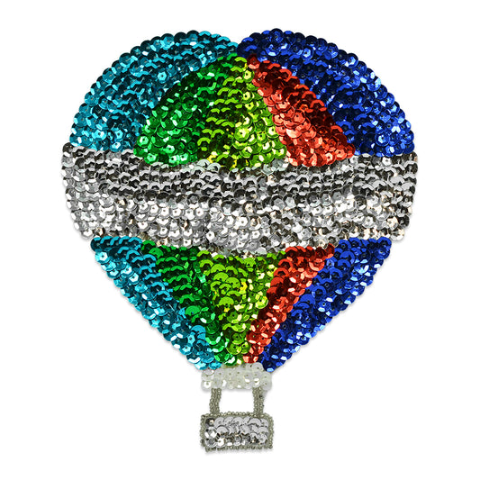 Hot Air Balloon Sequin Applique/Patch - Large  - Multi Colors