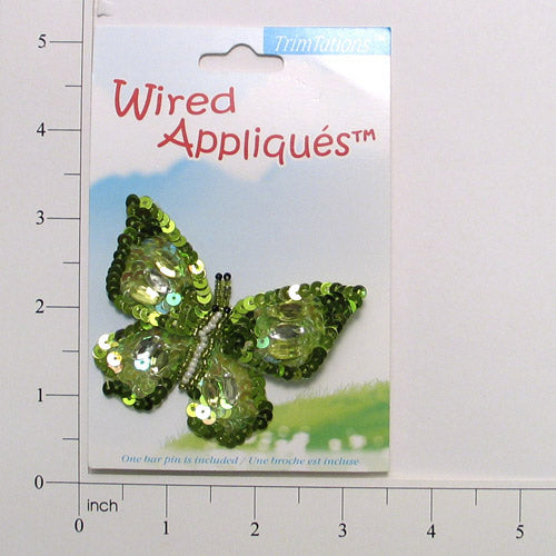 Sparkling Butterfly Wired Sequin Applique/Patch  - Lime